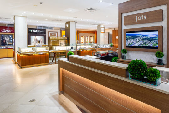 Interior of the luxury Jai's jewelry shop on Providenciales