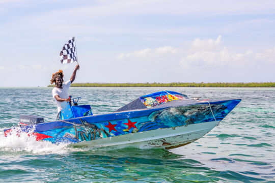 Winner of the conch boat race at Fisherman's Day on South Caicos