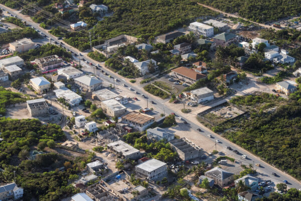 Aerial view of traffic in the Turks and Caicos