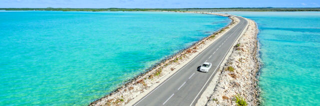 Aerial view of the North Caicos and Middle Caicos Causeway