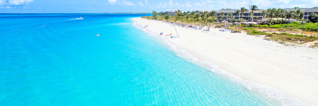 Aerial view of Grace Bay Beach at the Sands Resort