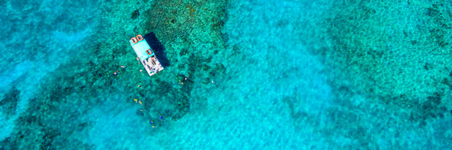 Boat at the reef in the Turks and Caicos