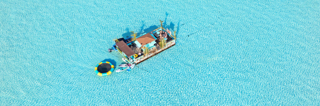 Aerial view of Captain Oak's Tiki Bar in the Turks and Caicos