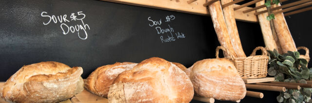 Fresh loaves of bread for sale