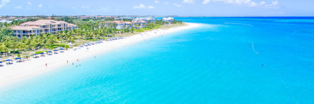 Quiet beach and luxury resorts on Grace Bay