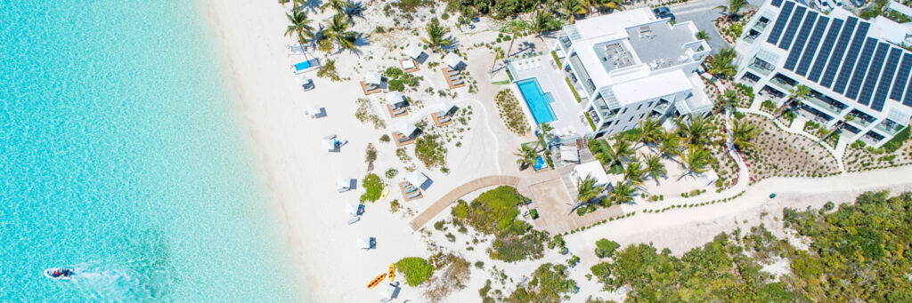 Aerial view of H2O resort in Turks and Caicos