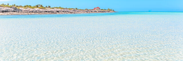 Shallow water and sand bar at Horsestable Beach on North Caicos