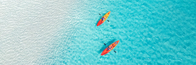 Aerial view of kayaks near South Caicos