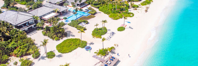 Aerial view of a luxury villa in the Turks and Caicos