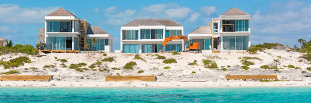 Beachfront luxury villa construction at Long Bay Beach