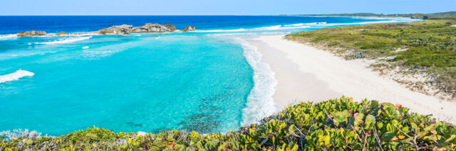 The amazing turquoise oceanand beach at Mudjin Harbour as seen from the top of the cave and cliffs