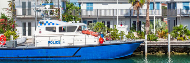 Royal Turks and Caicos Police patrol vessel at Caicos Marina