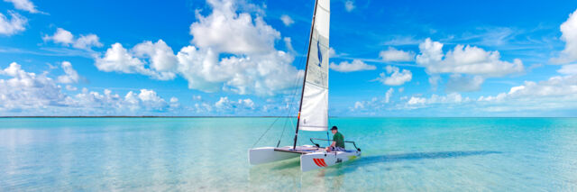 Hobie Cat sailboat at Bell Sound near South Caicos