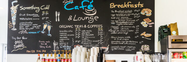 Coffee menu at Shay Café.