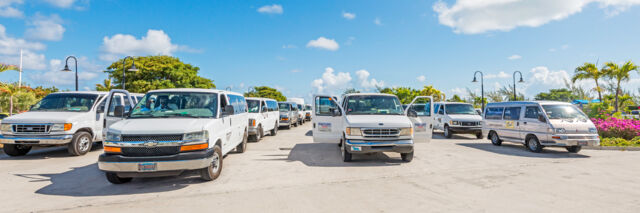 Taxi vans at the Grand Turk Cruise Center