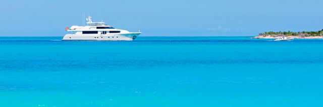 Luxury yacht at Leeward in the Turks and Caicos