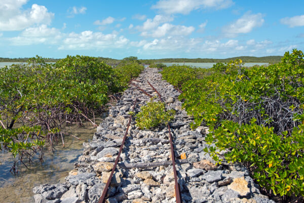 Railroad causeway on East Caicos