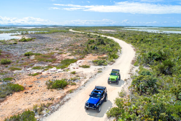 Jeep Wranglers at Frenchman's Creek Nature Reserve in the Turks and Caicos