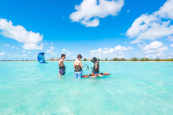 Kiteboarding lessons at the beautiful Long Bay Beach on Providenciales