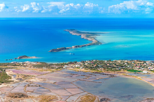 Aerial view of Cockburn Harbour on South Caicos