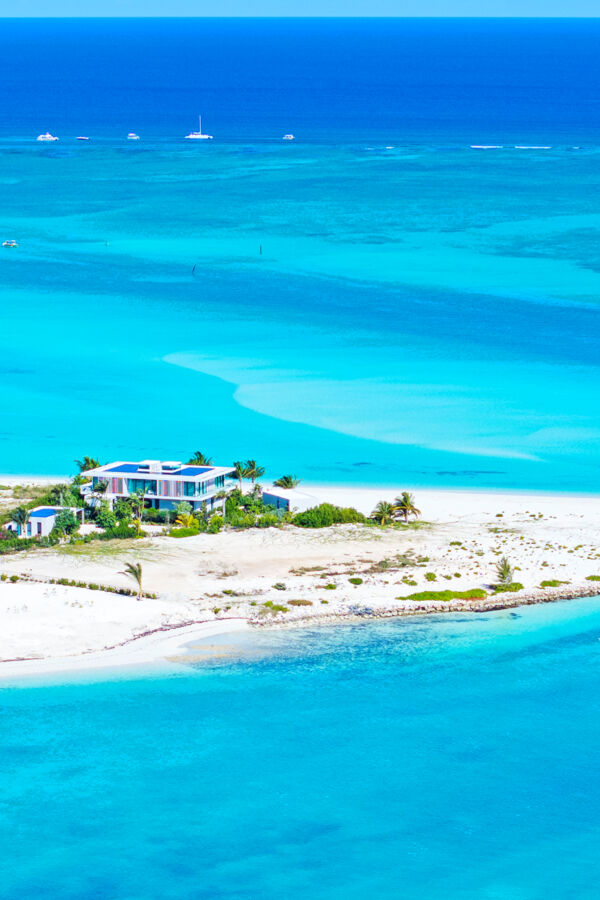 Aerial view of villa at Leeward and Emerald Point on Providenciales.