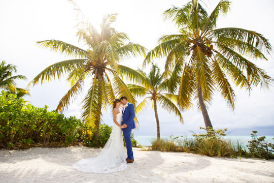 A wedding couple near Grace Bay Beach