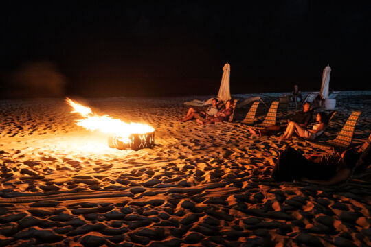 Bonfire at a luxury resort in Turks and Caicos. 