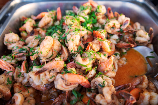 Shrimp dish at an all-you-can-eat-buffet in Turks and Caicos.