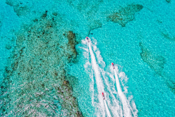 Jet skis at the barrier reef in the Turks and Caicos.