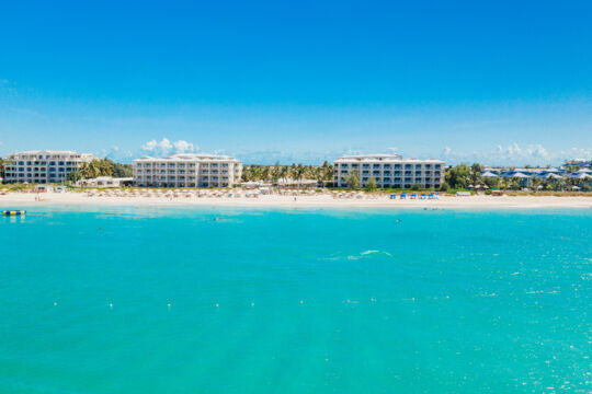 Aerial view of Alexandra Resort and Grace Bay Beach