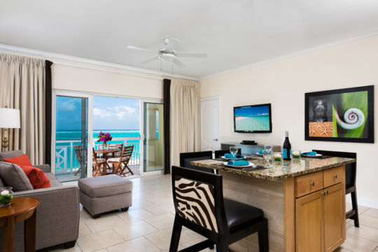 Living room in the ocean view suite