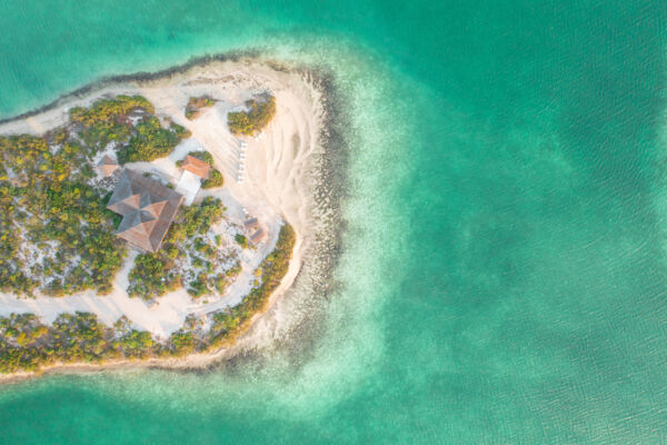 Overhead view of the Ambergris Cay Resort clubhouse