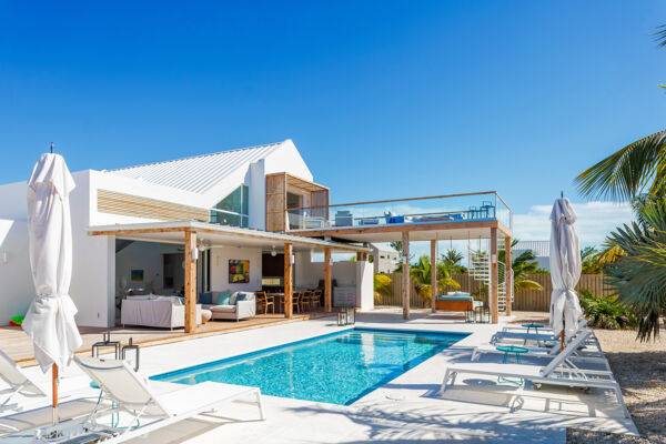 A swimming pool at a luxury villa on Providenciales. 