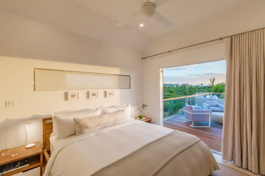 A bedroom in a luxury villa in Turks and Caicos. 