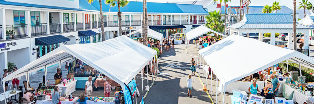 Shoppers at a Christmas market in Saltmills Plaza, Providenciales. 