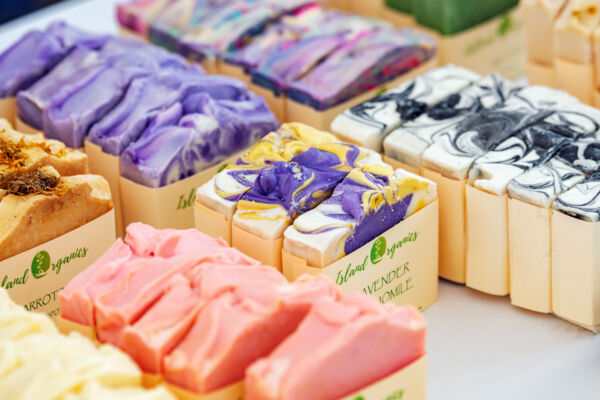 Closeup of handmade soaps in Providenciales.