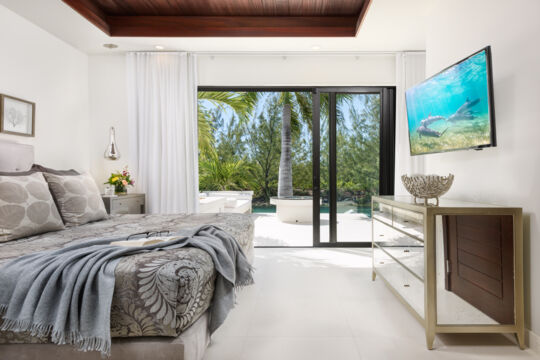 Bedroom interior in a luxury villa.