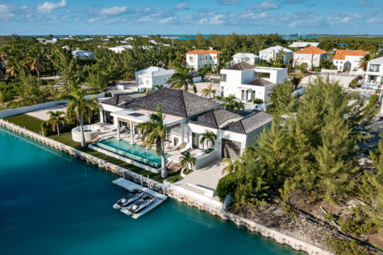 Aerial view of Azimuth Villa and Leeward