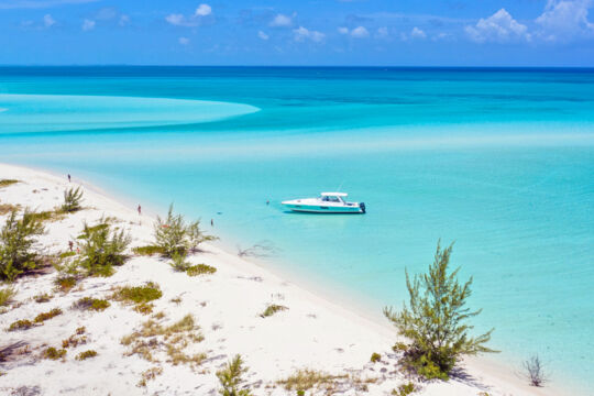 Yacht at Fort George Cay