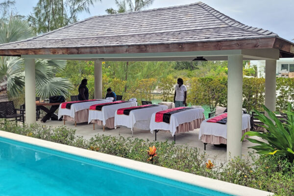 Cabana with massage tables