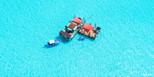 Aerial view of Captain Oak's Tiki Bar