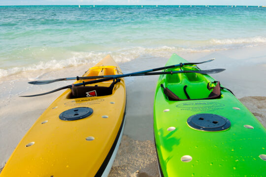 Kayaks on the beach