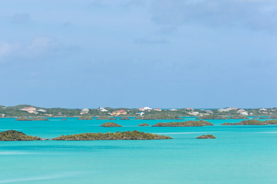 Chalk Sound lagoon and luxury villas