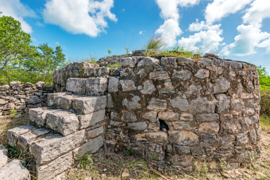 Stone feature at Cheshire Hall Plantation