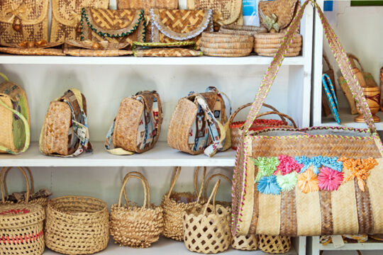 Woven baskets and bags at for sale at Cheshire Hall Plantation