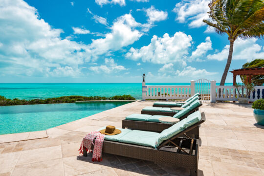 Loungers near a pool