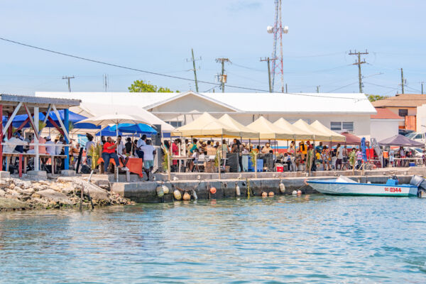 Vendors selling food and drink at Fisherman's Day on South Caicos.