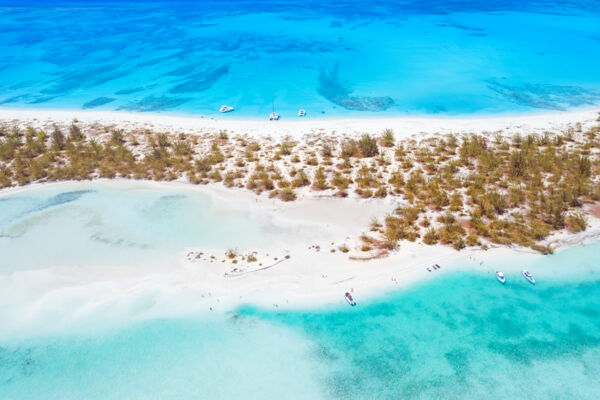 Aerial view of Half Moon Bay in the Turks and Caicos