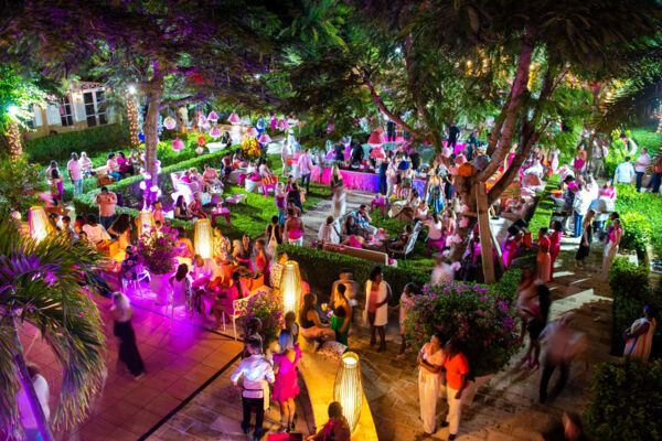 Courtyard event at night in Turks and Caicos.