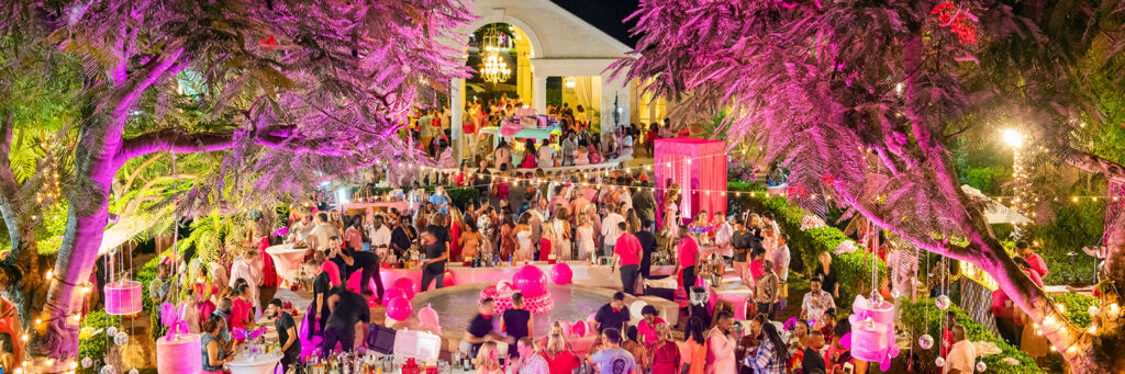 Large crowd at night at the In the Pink event on Providenciales.